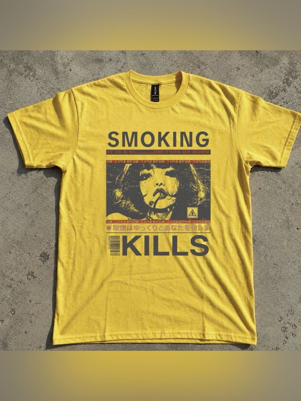 Yellow 'Smoking Kills' Graphic Tee